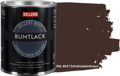 Produktbild von OELLERS Premium Buntlack 1L RAL 8017 Schokoladenbraun Metalllack Holzlack Schutzlack Kunstharz glänzend