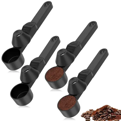 4 Kaffeelöffel-Dosierer 30 ml mit Trichter, schwarz