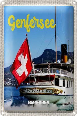 Produktbild von Blechschild Reise 40x30cm Genfersee Schweiz Lasuisse Schifftour