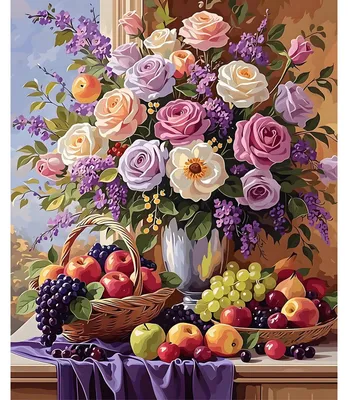 Produktbild von Malen nach Zahlen Set mit Blumenmotiv - Komplettset für Erwachsene - 40x50 cm