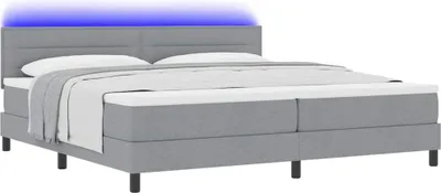 Obrázok produktu pre Posteľ s pružinovým rámom s LED Svetlosivá 200 x 200 cm látka