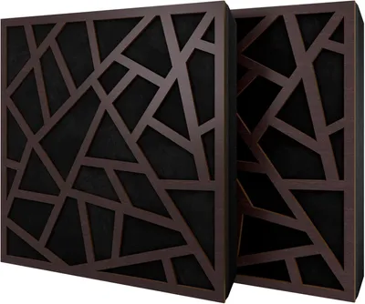 Produktbild von 2er-Pack – Akustikpaneel mit Samtstoff und Befestigungsset | 50x50x5cm | Schallabsorption-Diffusion-Reflexion-Schalldämmung | [SKYROSS -Wenge|Schwarz]