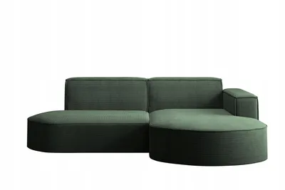 A modern green sectional sofa.