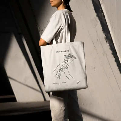 Imagen del producto de Bolsa de tela estampada, 100% algodón, 35 x 42 x 8 cm, ideal para el uso diario