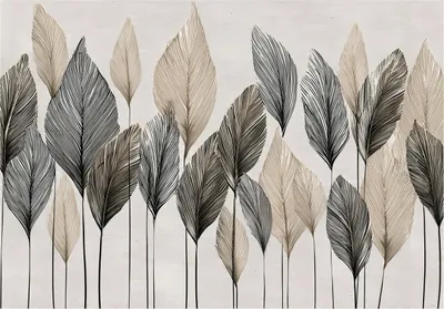 Produktbild von Fototapete Blätter Beige Boho Betonwand - 350x250 cm - inklusive kleister - Vlies Tapete - Vliestapete Wohnzimmer Schlafzimmer Küche Modern Wandtapete