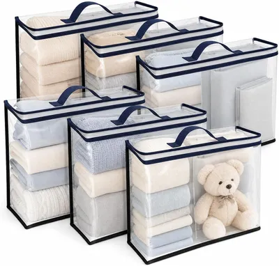 Obrázek produktu pro Průhledné úložné sáčky - Sada 6 kusů - 12 litrů, PVC, průhledné