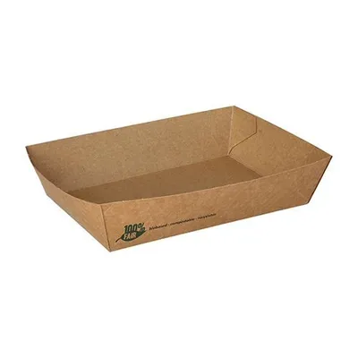Produktbild von 640 Snacktrays, Pappe pure 4 cm x 11 cm x 16 cm braun 100% Fair extra groß