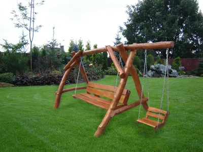 Produktbild von Hollywoodschaukel Hawai 3-Sitzer + 1 Kindersitz – Gartenmöbel aus Naturholz Kiefer und Erle