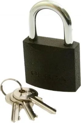 Produktbild von GERDA IRON LINE KZZS S30 Vorhängeschloss mit schwarzem Riegel aus Gusseisen, 3 Schlüssel