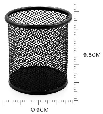 Zdjęcie produktu dla Pojemnik na długopisy Waytex do biura, metalowy, z siatką, okrągły, czarny