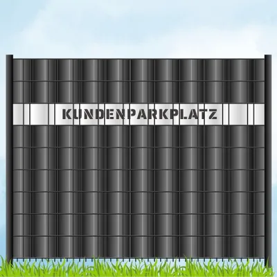 Produktbild von zaun|zu Sichtschutzstreifen mit Laser Beschriftung "KUNDENPARKPLATZ"  Doppelstab Weiß 2,55m