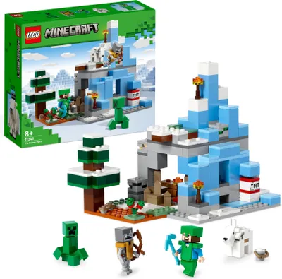 Produktbild von LEGO 21243 Minecraft Die Vereisten Gipfel, Set mit Steve-, Creeper- und Ziegen-Figuren, eisiges Biom und Höhle, Videospiel, Spielzeug mit Zubehör