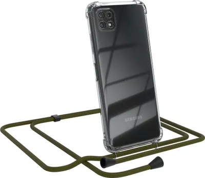Produktbild von EAZY CASE Handykette kompatibel mit Samsung Galaxy A22 5G, Handyhülle mit Umhängeband, Handykordel, Schutzhülle Clear, Band in Grün