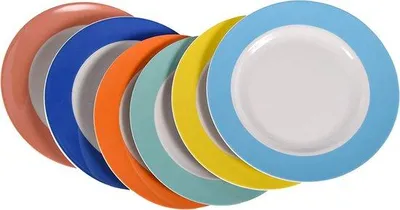Imagen del producto de Juego de 6 platos llanos de porcelana Unyqoos®, diámetro 24 cm, de varios colores – ideal para hostelería y uso doméstico, apto para lavavajillas y microondas, resistente al horno hasta 300 °C
