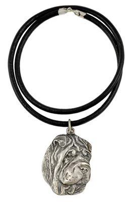 Produktbild von Shar Pei - Halskette mit Hund, versilberter Anhänger für Hundefans, einzigartiger Schmuck der Marke Art-Dog