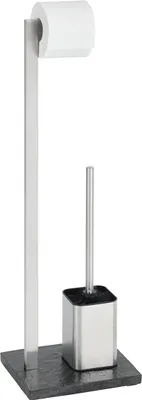 Produktbild von WENKO Stand WC Garnitur Toiletten Bürsten Halter Papier Rollen SLATE Edelstahl