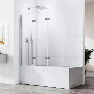 Produktbild von Duschwand für badewanne faltbar, Duschwand 3 teilig faltbar Badewannen duschwand 120x140cm, 6mm Nano Glas Duschwand Badewanne Badewannenaufsatz Duschtrennwand Duschabtrennung für Badewanne