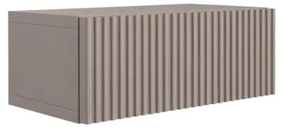 Immagine prodotto di Comodino sospeso con cassetto, frontale scanalato, color tortora, dimensioni 40 x 21,6 x 16 cm