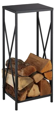 Imagen del producto de Leñero de interior para leña - Metal - 80 x 34 x 25 cm - Negro