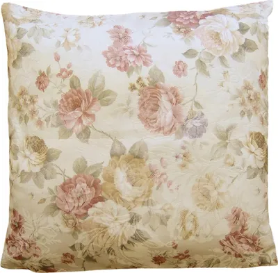 Produktbild von Kissen-Bezug Rosen Blüten Jacquard beige bunte Blumen 40x40 cm
