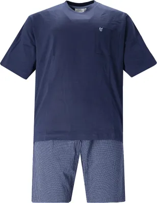 Produktbild von hajo Herren Schlafanzug, kurz - Premium Baumwolle, Shorty, Kurzarm, Rundhals Blau L