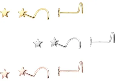 Produktbild von Nasenpiercing, Nasenstecker 14/18 Karat Gold Nasenstecker Spirale STERN