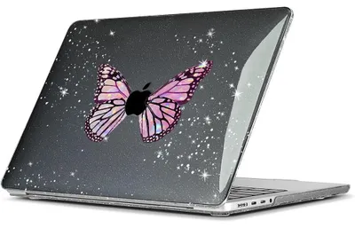 Image de Coque pour MacBook Air 13 Pouces M5 M4 M3 M2 2026 2025 2024 2022, Protection Rigide Ultra Slim Légère Motif Papillon Pailletté