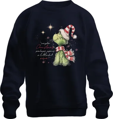 Obrázok produktu pre Grinch – možno Vianoce znamenajú viac: vianočný darček, vtipné uni mikina, tmavomodrá, 3XL