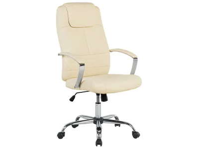 Produktbild von BELIANI Schreibtischstuhl Beige Kunstleder Gepolstert Gesteppt Drehbar Höhenverstellbar mit Armlehnen Sicherheitsrollen Wippfunktion Modern Bürostuhl
