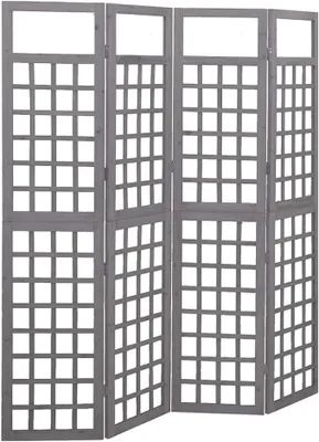 Imagen del producto de Pantalla divisoria de 4 paneles, madera maciza, color gris, 161x180 cm, plegable