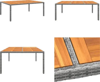 Produktbild von vidaXL Gartentisch 200x150x75 cm Akazienholz und Poly Rattan Grau - Gartentisch - Gartentische - Garten-Esstisch - Outdoor Esstisch