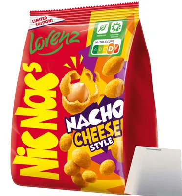 Produktbild von NicNac's Nacho Cheese Style Limited Edition (110g Packung) + usy Block