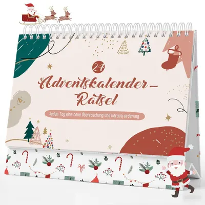 Produktbild von Adventskalender Rätsel 2026 für Erwachsene und Kinder 24 knifflige Weihnachtsrätsel lustiger Wichtel Adventskalender für Familien und Kollegen Ratespaß im