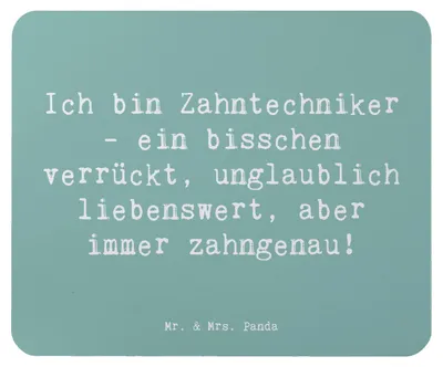 Produktbild von Mr. & Mrs. Panda Mauspad Spruch Zahntechniker Spaß - Meeresbrise - Geschenk, pc mausunterlage, handgefertigte Geschenke, Präzision, ein bisschen verrückt, Mousepad, Beruf