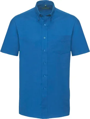 Produktbild von Russell Collection Oxford Herren Hemd, Kurzarm, pflegeleicht BC1025 (Kragenweite 44) (Oxford Blau)