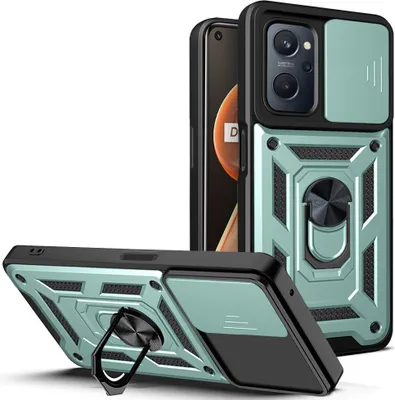 Produktbild von Realme 9i Hülle mit Ring Ständer Halter Dia Kameraschutz TPU Bumper Silikon Schutzhülle für OPPO Realme 9i Grün