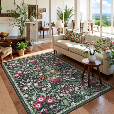 Obrázok produktu pre Omgoods – Veľká umývateľná podlahová rohož 120 x 170 cm s kvetinovým vzorom