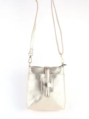 Image de Sac bandoulière en cuir véritable Roselien - Fabriqué en Italie - Couleur or