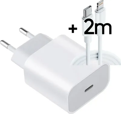 Produktbild von iPhone 12 13 14 Pro Max Schnell Ladegerät 20W Charger Netzteil USB C Power Adapter + 2m USB‑C auf Lightning Ladekabel Set für Apple