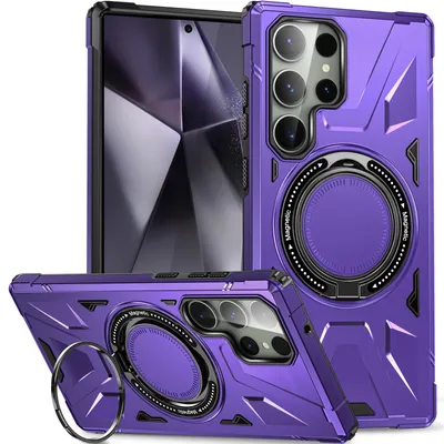 Produktbild von Hülle für Samsung Galaxy S25 Ultra Kompatibel mit MagSafe, Dual Layer Robuste Schutzhülle, Magnetischer Ringständer Lila