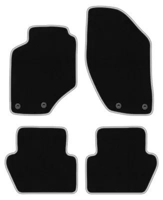 Produktbild von Velours-Fußmatten für Volvo 850 1991-1996 (Kombi/Limousine) – 4-tlg, Schwarz/Silber, passgenau – Wielganizator CARLUX