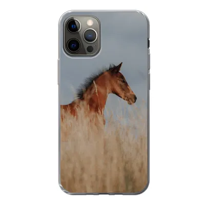 Produktbild von MuchoWow® Handyhülle Schutzhülle Hülle für iPhone 13 Pro Pferd - Luft - Gras Silikon Softcase Handy Hülle - Handy-Tasche