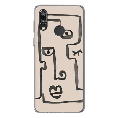 Produktbild von MuchoWow® Handyhülle Schutzhülle Hülle für Huawei P20 Lite (2020) Auge - Lippen - Strichzeichnung Silikon Softcase Handy Hülle - Kartenhalter