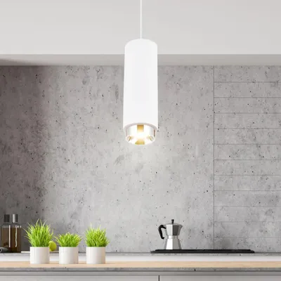 Produktbild von LED Hängeleuchte, Gips, Chromring, weiß, H 181 cm