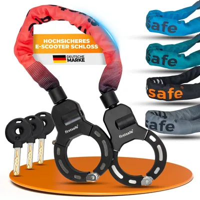 Produktbild von firstsafe® E Scooter Schloss & Handschellenschloss für E Roller – Hochsicherheits-Schloss für E-Scooter | Sicheres Lock, Wasserdicht (rot)