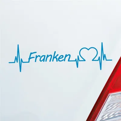 Produktbild von Auto Aufkleber Franken Puls Herzschlag mit Ferien Region Motiv 19x5 cm Hellblau Sticker Heckscheibenaufkleber