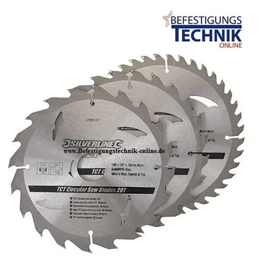 Image de 3 x lames de scie circulaire en métal dur 235 x 30 mm avec 24, 40 , 48 dents et bagues de réduction