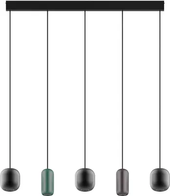 Immagine prodotto di Lampada a sospensione Lucande Narion, nera/colorata, a 5 luci