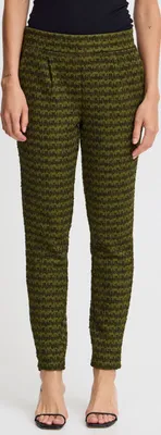 Image de Pantalon pour femme Ichi IHKate, en tissu, avec poches latérales, à motifs, coupe classique