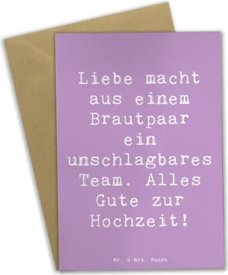 Produktbild von Mr. & Mrs. Panda Grußkarte Spruch Unschlagbares Brautpaar - Lavendeltraum - Geschenk, babykarte, Geschenke, Kraft der Partnerschaft, Heirat, Hochzeitstag, unschlagbar